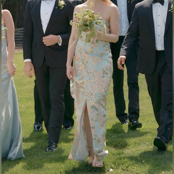 Tory Burch brocade pale blue dress size 0/2 - Picture 4 of 4